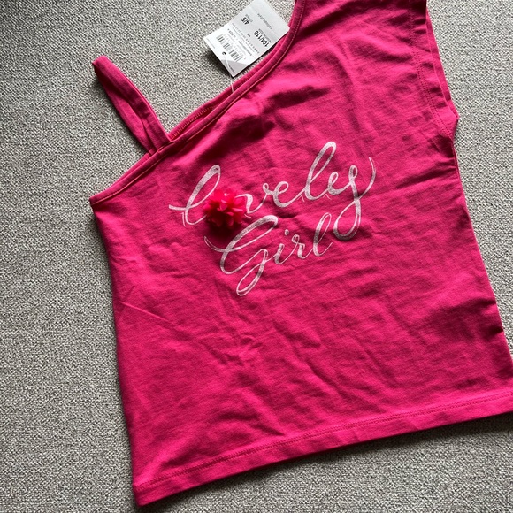 NWT Calliope Girls Pink Tank / Tshirt with flower detailing - size 6/7 - Picture 4 of 5